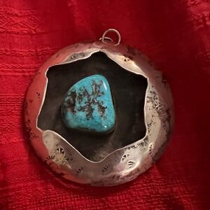 Silver and Turquoise Pendant Necklace